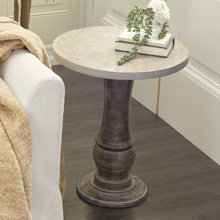 Solid Wood Pedestal End Table