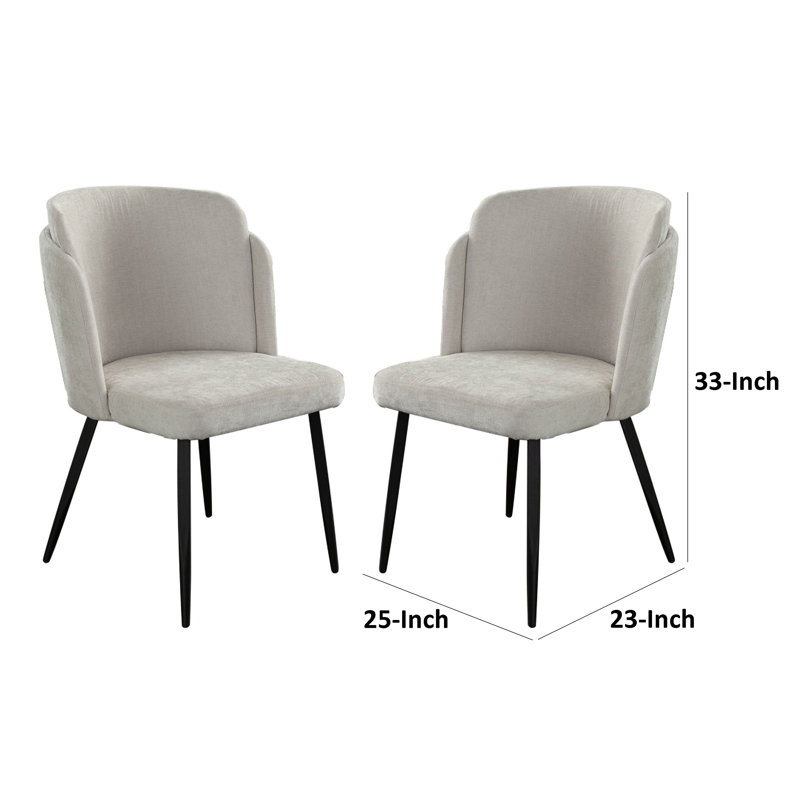 Ensemble de 2 chaises d'appoint Griz, dossier incurvé, polyester blanc crème, noir