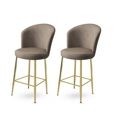 Ensemble de tabourets de bar élégants (2 pièces), cappuccino et or, 18,1 po x 40,2 po x 15,7 po | Cadre 100% métal avec tissu Babyface | Siège confortable de 37,0 po de hauteur, rembourrage en mousse 22 po | Parfait pour les cuisines et les salles à manger modernes
