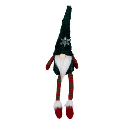 Gnome assis à DEL avec flocon de neige - Vert