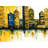 Blue Cities Braided Polyester Placemat - Yellow Skyscrapers Decor
