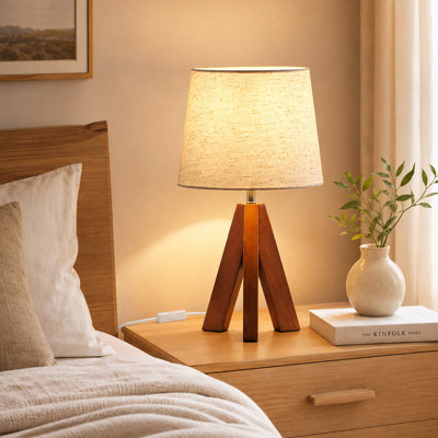 Lampe de table trépied de 35,5 cm avec abat-jour en lin
