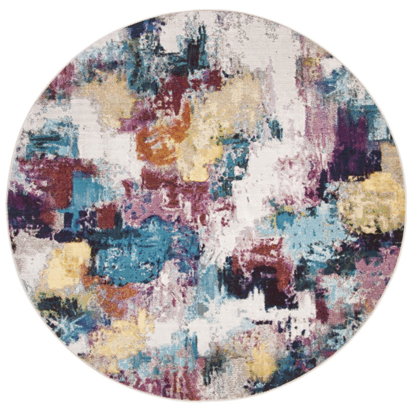 Mandalay Performance Abstract Rug, Round 6'5"