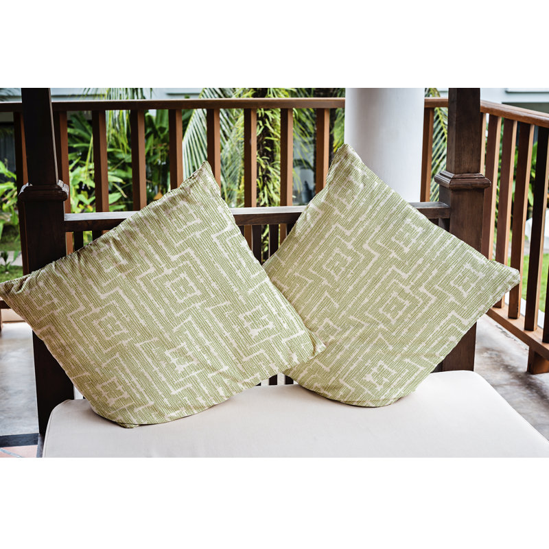 Tropical Resort Geometric Reversible Throw Pillow, 26" H x 26" W x 3" D, Green