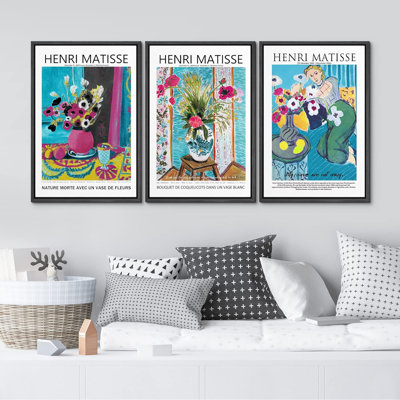 Classical Artwork " Still Life With Vase Of Flowers " 3 - Pieces