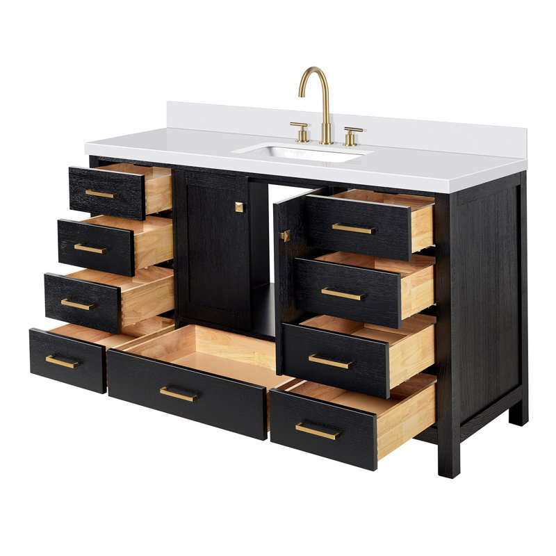 Ensemble de meuble-lavabo simple 61 po Grevera, Chêne noir
