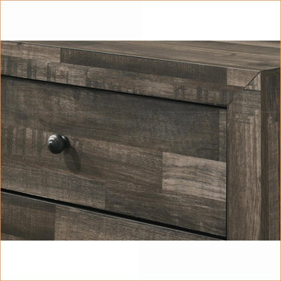 Rustic 2-Drawer Wooden Nightstand with Storage for Bedroom