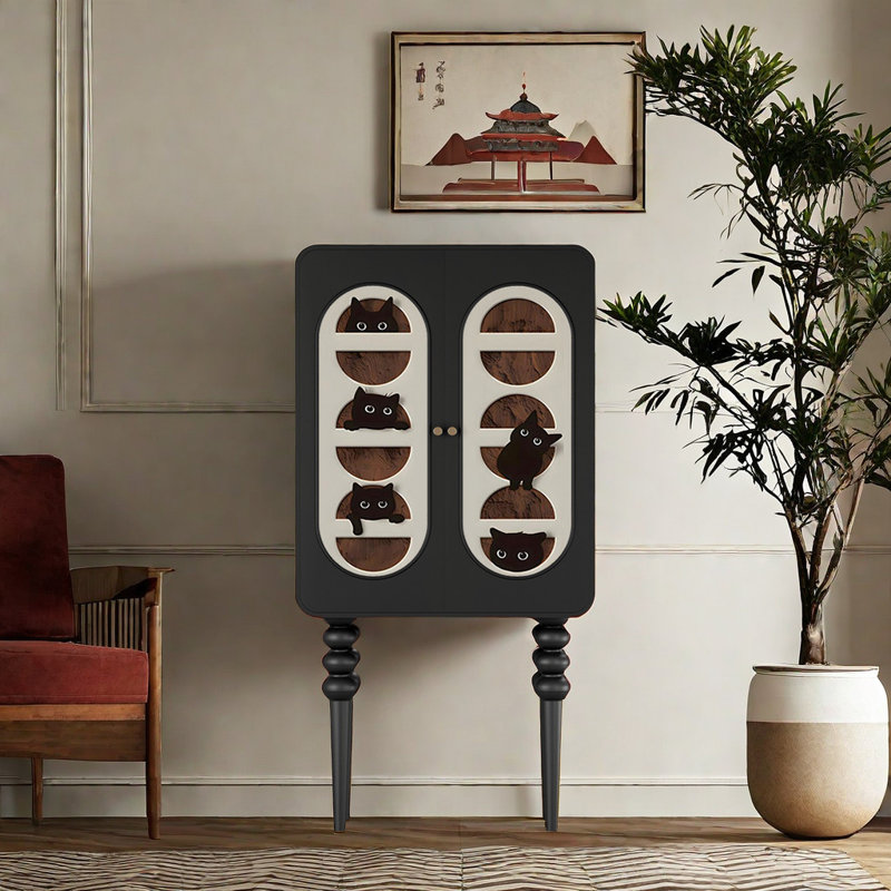Armoire d'appoint en bois massif de style italien rétro