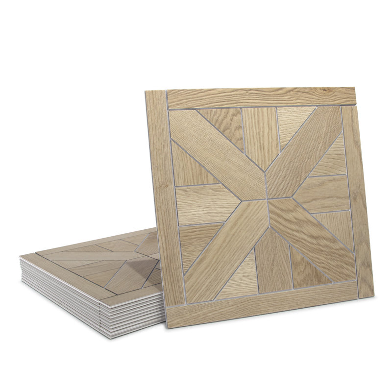 12'' x 12'' x 4mm Pinwheel SPC Peel & Stick Floor Tile Luxury Vinyl Flooring, Warm Oak