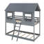 Lit superposé simple au-dessus d'un lit simple en bois avec toit-1116814472