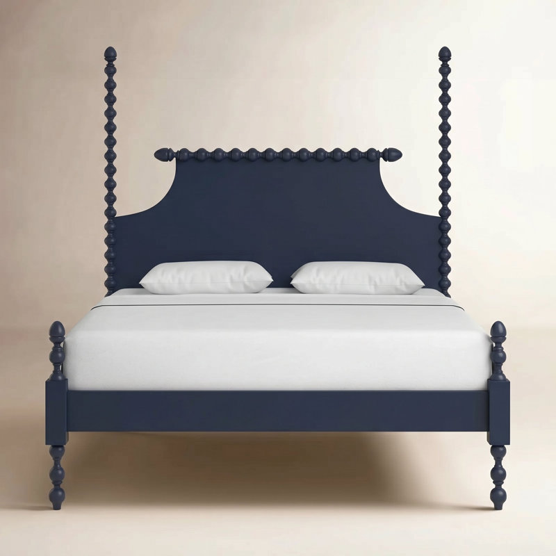 Mary Spindle Four Post Bed, Navy, King