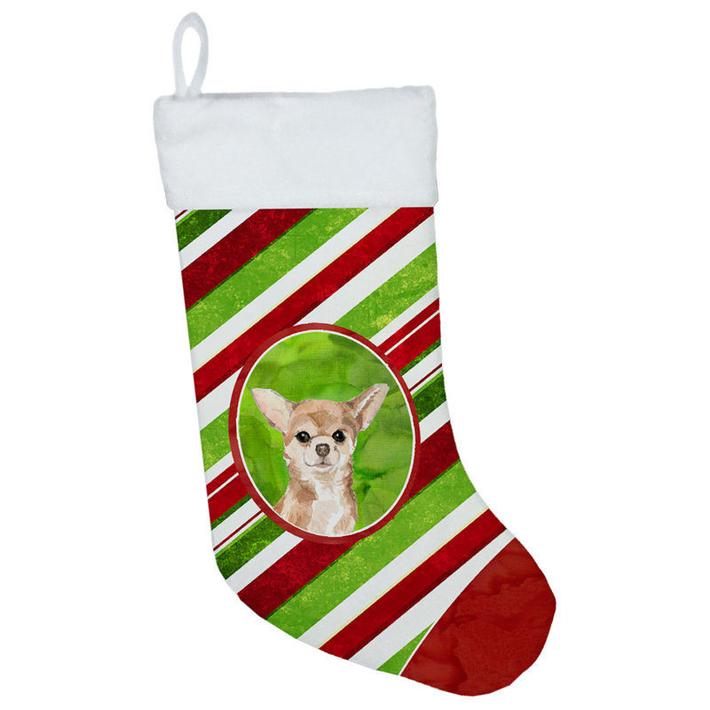 Chaussette de noël à rayures à sucre, Chihuahua
