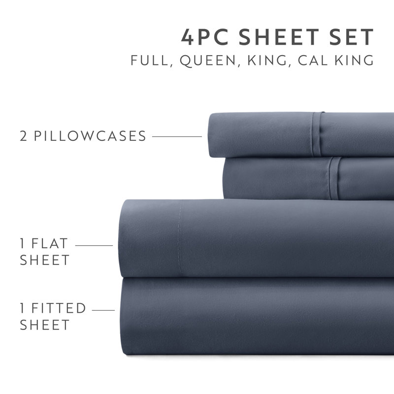 Ensemble de draps en microfibre ultra douce, gris, Très grand californien