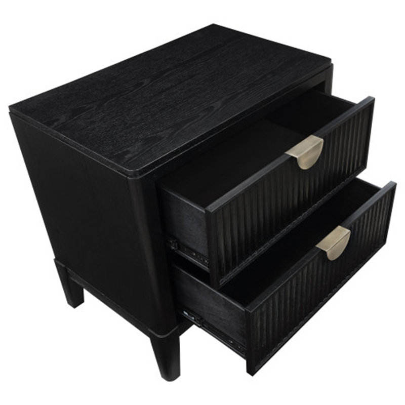 Mason Black Stylish 2-Drawer Nightstand