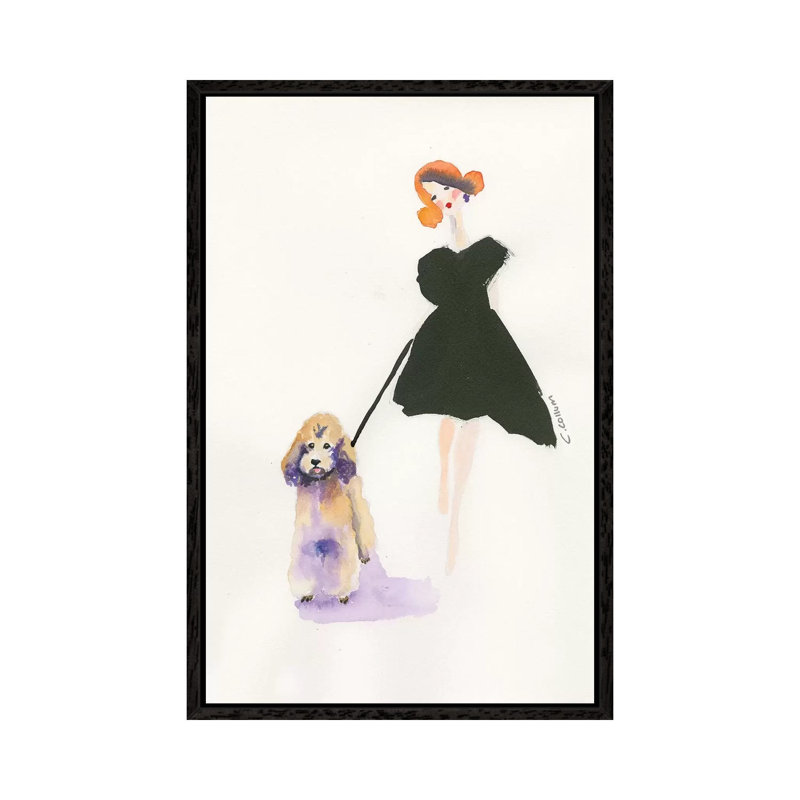 Poodle Walk 1 Piece Painting on Canvas, 101.6cm H x 66.04cm W x 3.81cm D, Black Framed