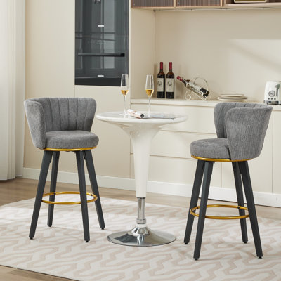 Ensemble de 2 tabourets de bar à hauteur de comptoir Mid-Century, pivotant à 360 °, revêtement en velours, pieds en métal et repose-pieds Goldy pour une assise confortable