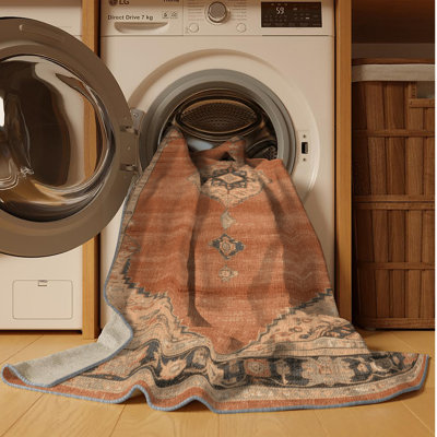 Machine Washable Overdyed Brown Area Rug