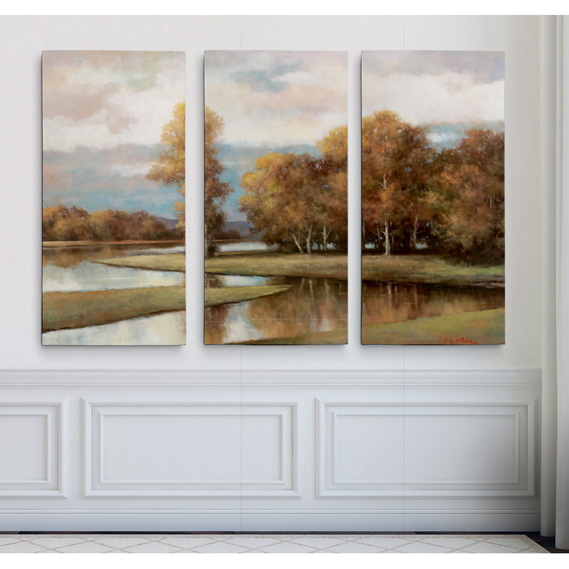 «Winding River II», ensemble de 3 reproductions d'images sur toiles tendues, H 24 po x l 36 po x P 1,5 po