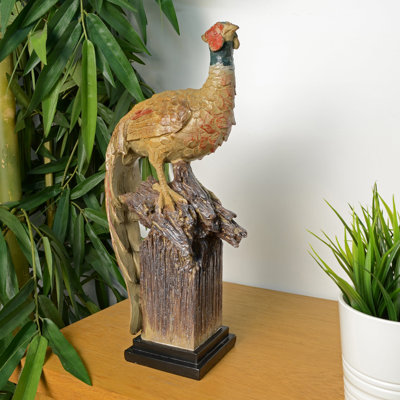 Julius PHEASANT 37cm Carved Wood Effect