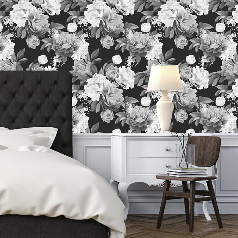 Rouleau de papier peint adhésif floral L 16 pi x l 1,75 po Floral