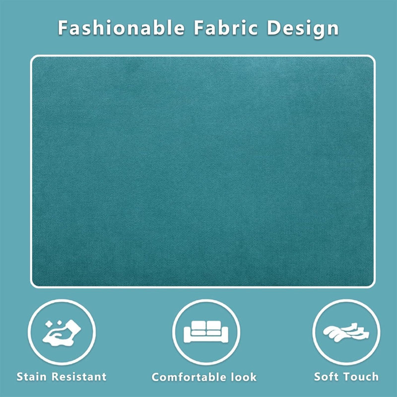 3-piece Linen Sectional Sofa, Left Hand Facing, Aqua Blue