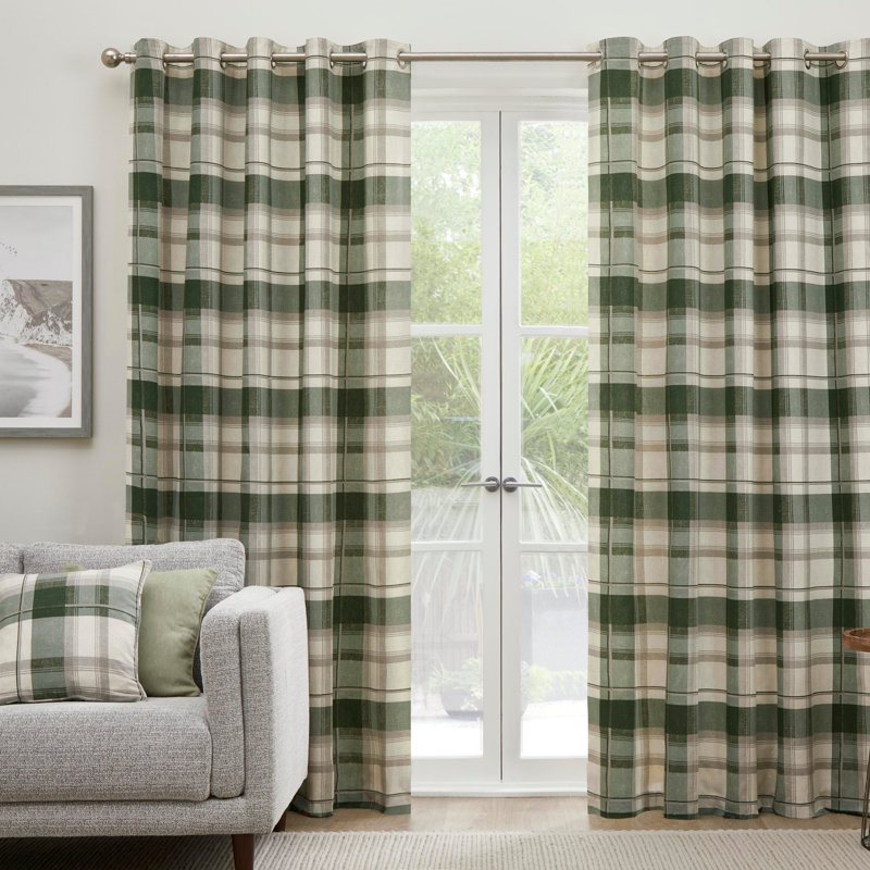 Cotton Semi Sheer Curtain Pair, Bottle Green, Width 229 x Drop 229 cm