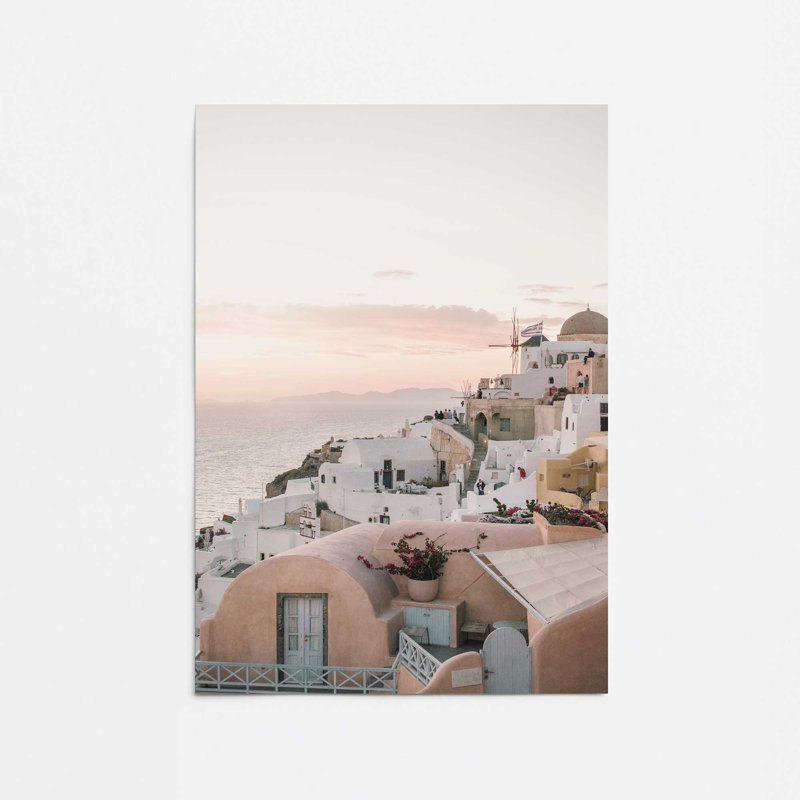 Coucher de soleil sur Santorin, Papier, H 10 po x l 8 po x P 0,1 po