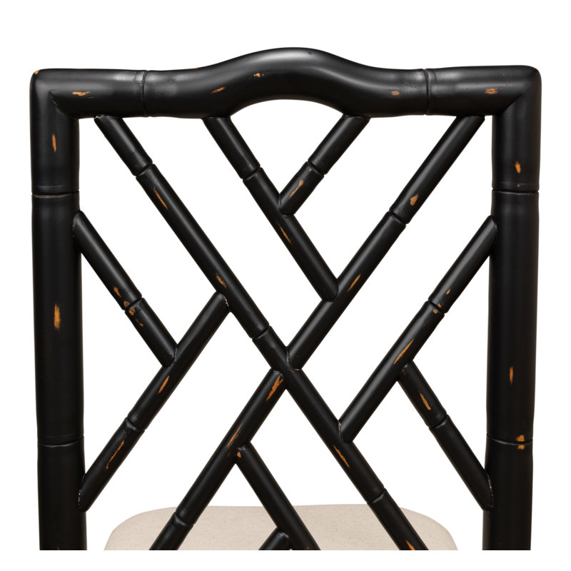 Brighton Fabric Cross Back Side Chair in Beige, Black