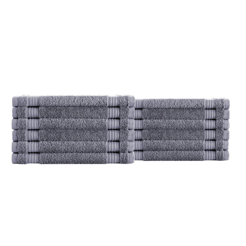Shannan 12" W Terrycloth Washcloth Set , Gray