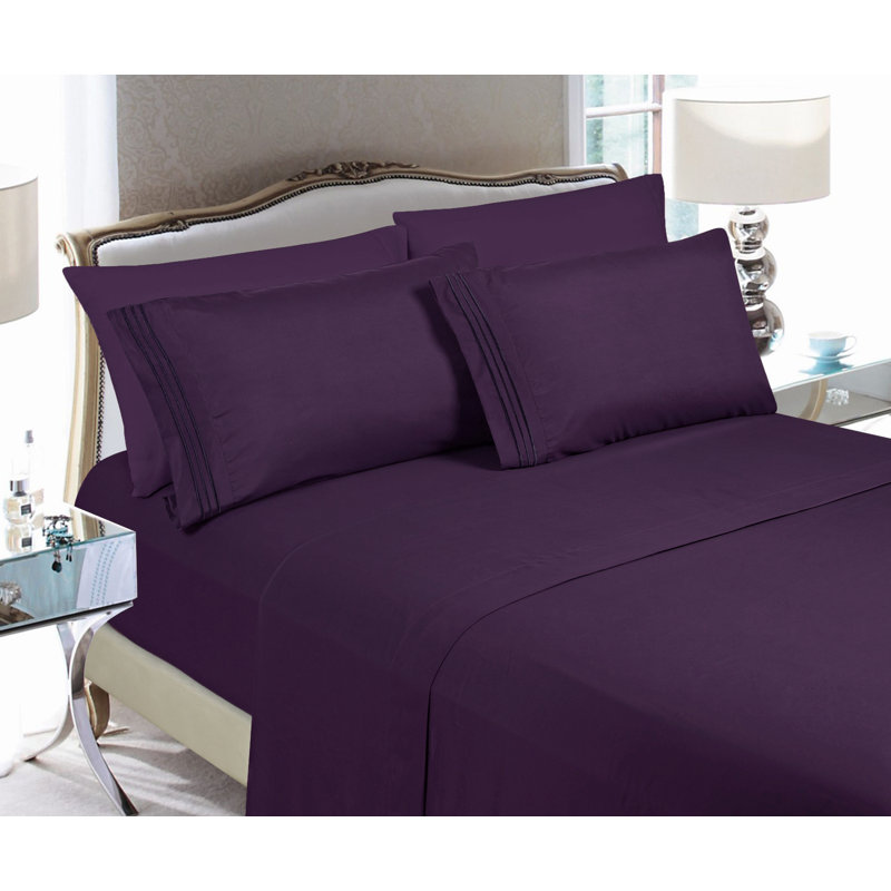 Microfiber Sheet Set with Deep Pocket Fitted Sheet, Navy Blue, California King Sheet Set with 2 Pillowcases