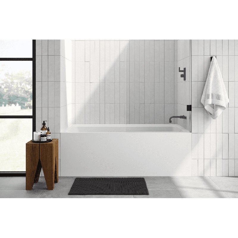 Lab 60'' L Freestanding Soaking Bathtub, Matte White, Satin Brass