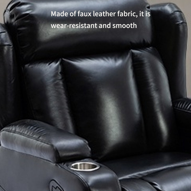 An ergonomic and comfortable lounge chair, Black Faux Leather