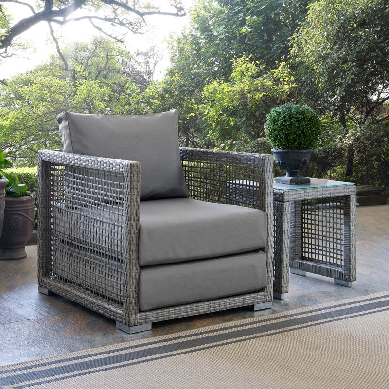 Aura Rattan Outdoor Patio Armchair, Gray