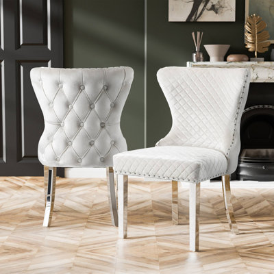 Chaise l 20,4 po Glam (2 / RCT), argent / blanc