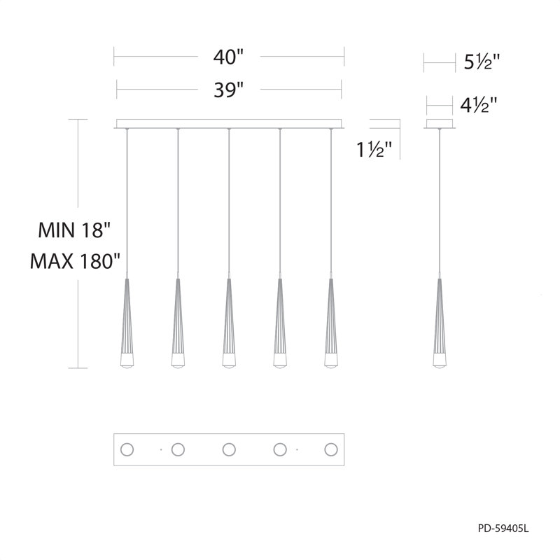 Quill Linear Multi-Light 4-CCT Pendant, Black