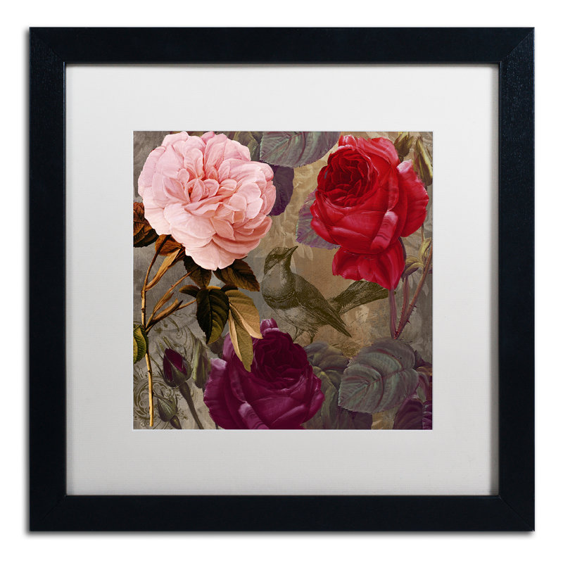«Birds and Roses» par Jadaya, impression encadrée, Blanc, H 16 po x l 16 po x P 0,5 po