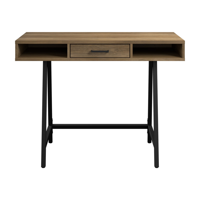 Marchagee Metal Base 40W Writing Desk, Reclainned Pine/Black