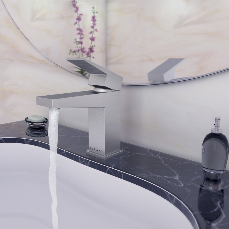 Robinet de salle de bain monotrou avec drain Lulani Boracay, Nickel brossé