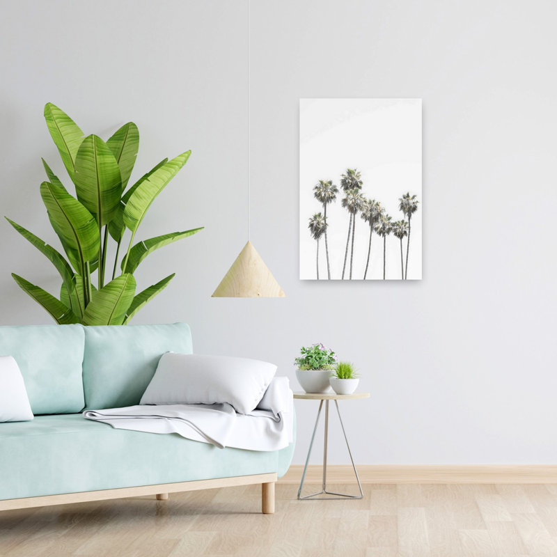 «Santa Monica Palm Trees», art mural contemporain abstrait, H 24 po x l 16 po