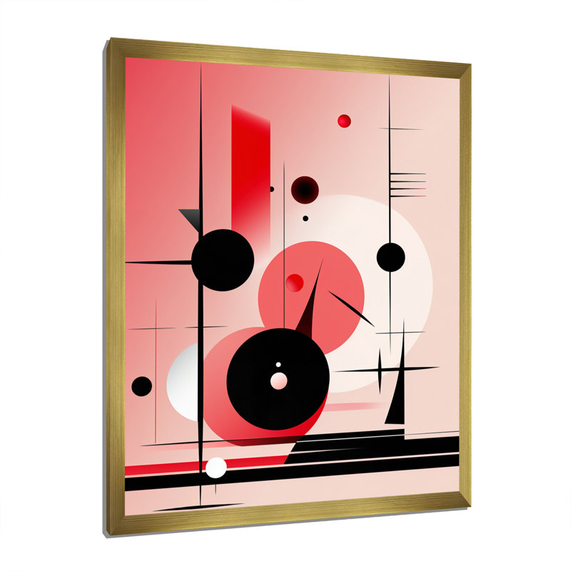 «In The Know Circular Geometrics» - impression sur toile géométrique moderne, Cadre doré simple, H 32 po x l 16 po x P 1 po