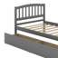 Lit plateforme simple en bois massif avec deux tiroirs et tête de lit-551769031