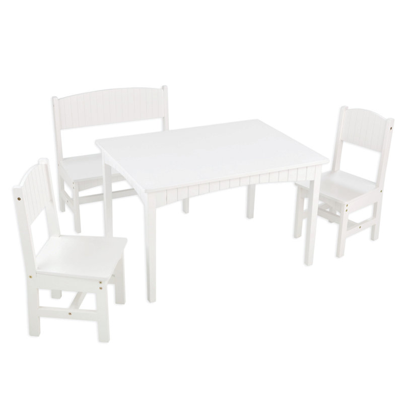 Nantucket Kids 4 Piece Play Or Activity Table and Chair Set, White