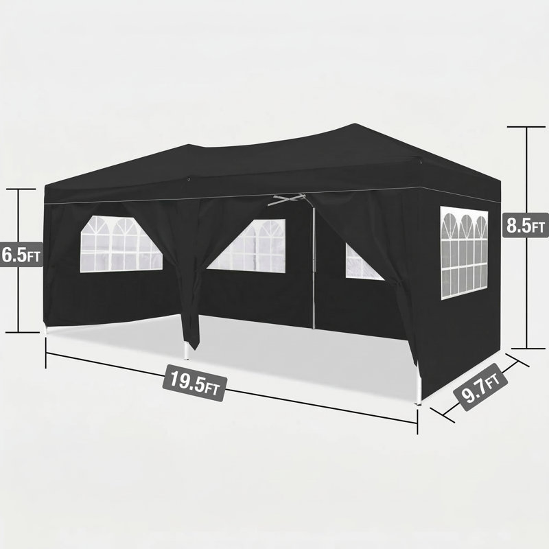 Portable Outdoor Folding Tent Measuring 10x20 Feet, Pop-Up Style, Includes 6 Removable Sidewalls, Carry Bag, and 4 Weight Bags