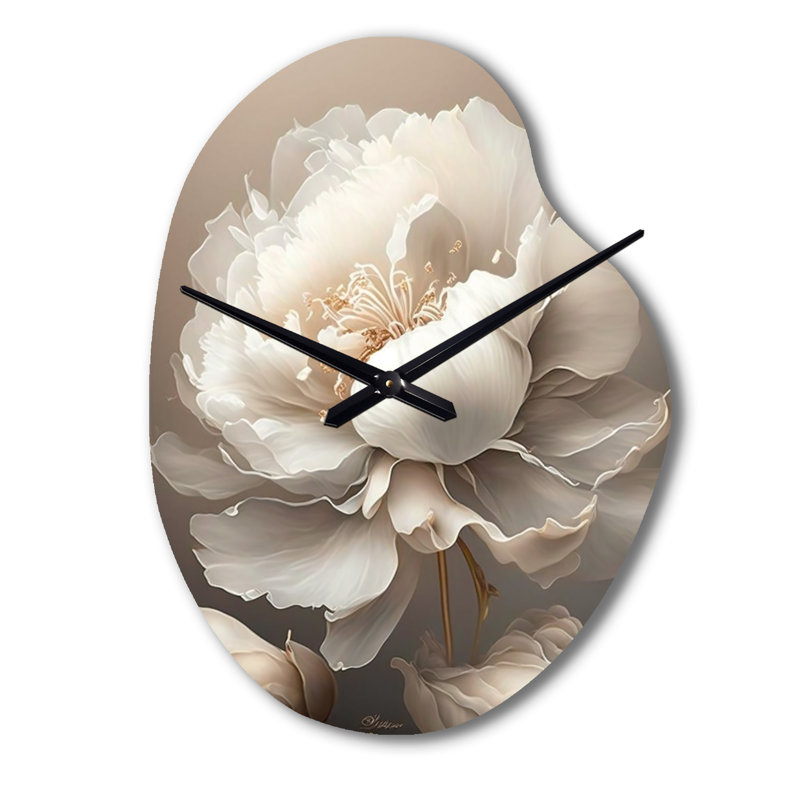 Fleur de pivoine VI - horloge murale de forme unique pivoines, horloge murale asymétrique moderne, Petit