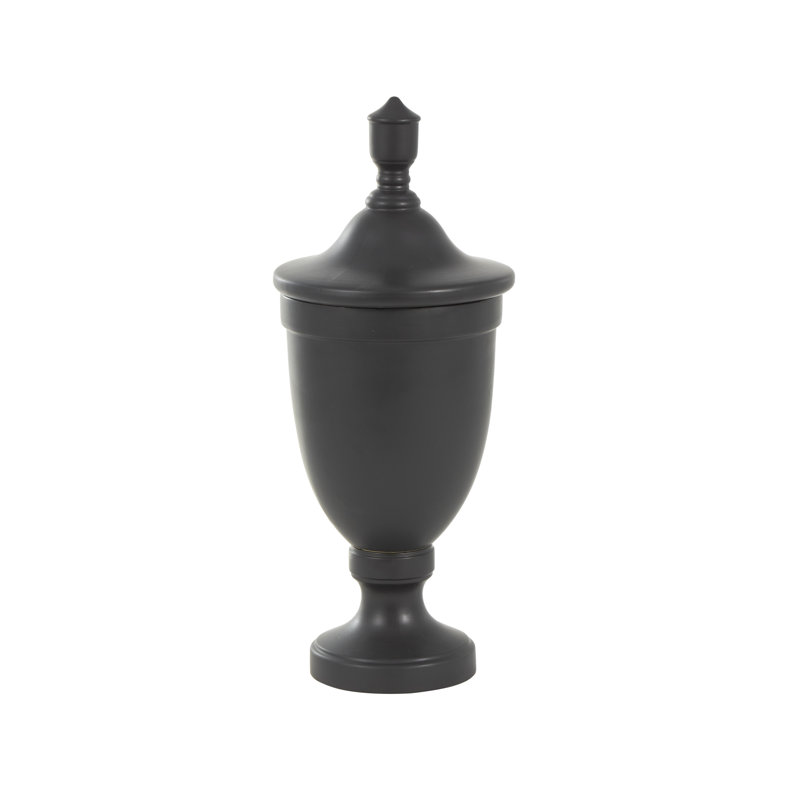 Cidni Ceramic Fluted Urn Shaped Decorative Jars with Lid, 28.13" H x 11.25" W x 11.25" D, Black