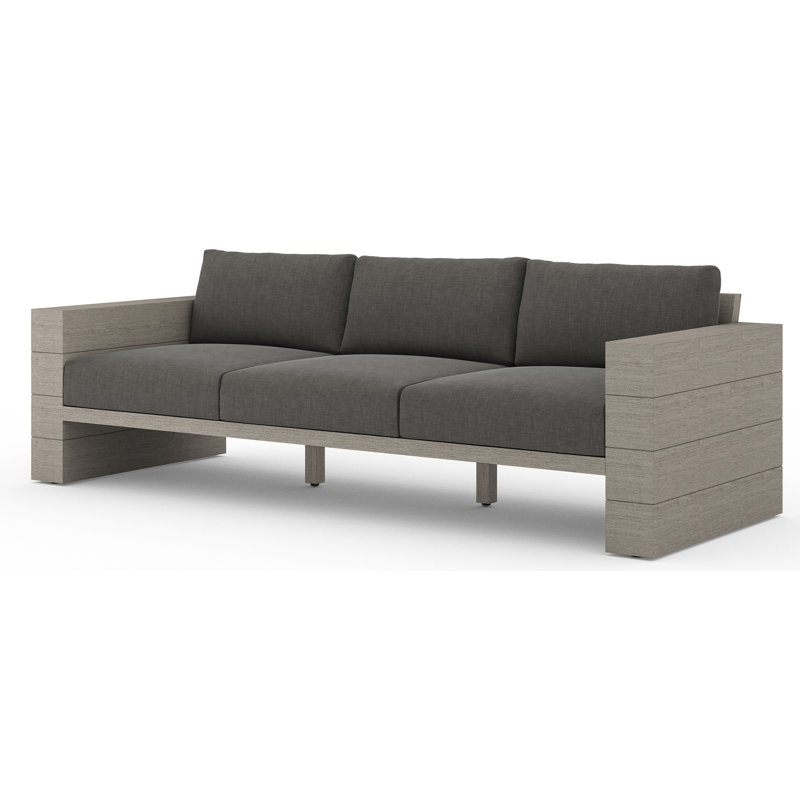 Tsubaki 96" Wide Patio Sofa, Weathered Gray, Charcoal Polypropylene/Olefin
