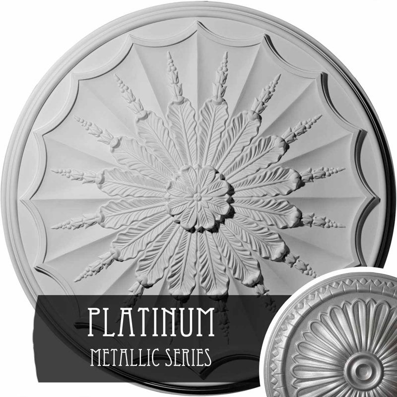 Médaillon de plafond 27 po x 27 1/8 po x P 2 5/8 po, Platine