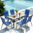 Patio Dining Set For 6, Outdoor Table And Chairs W/1.69?Umbrella Hole, All Weather Patio Furniture Set, 30"X 55" Table And Stackable PVC-coated polyester Chair, For Lawn, Deck (Umbrella Not Included)-1886006090-1896789701