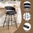Swivel Faux Leather Counter Stool with Bentwood Backrest-983254338