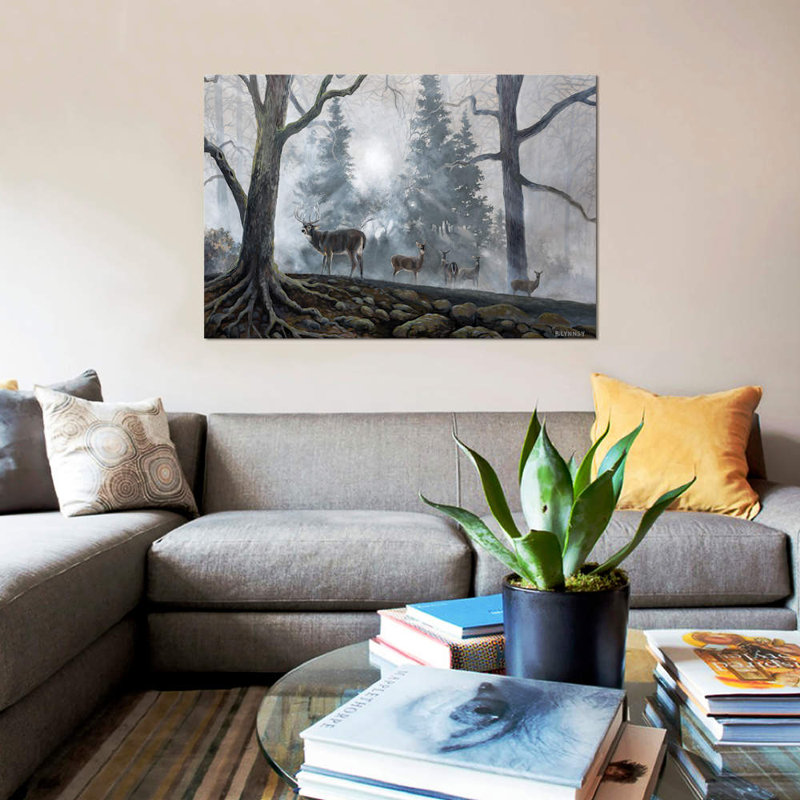 « cerf path i », impression sur toile, H 8 po x l 12 po x P 0,75 po, Toile tendue, Pas de tapis